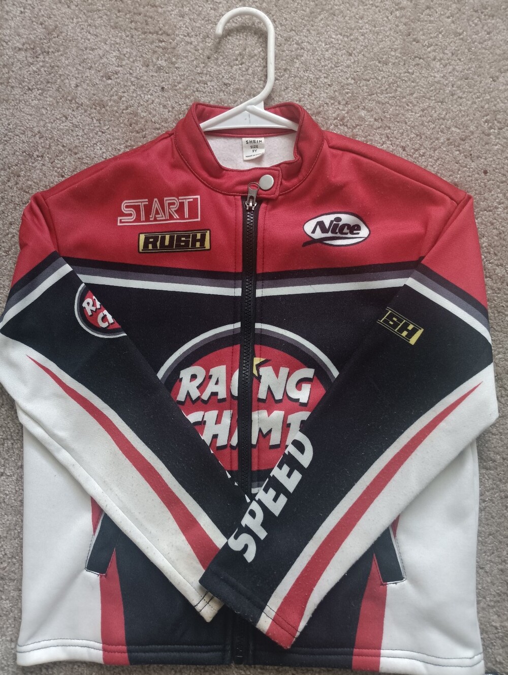 Racing Champs 'Speed' Zip-Up Jacket - Red, Black & White Size 9
